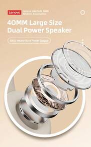 Auriculares inalámbricos Bluetooth Lenovo TH10, sonido envolvente estéreo, graves de alta fidelidad, baja latencia, larga duración de la batería, ajuste cómodo, auriculares originales Lenovo - Auriculares Bluetooth - Ver 10