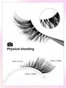 Asiteo 7对半条假睫毛，透明睫毛梗带猫眼尾延长设计，自然精致的仿貂毛睫毛，蓬松柔软，打造自然妆容 - 眼尾拉長款 - 查看 8