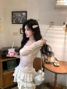 Refreshing Striped Loose Fit Sun Protection T-Shirt For Women - Baby Pink - View 6