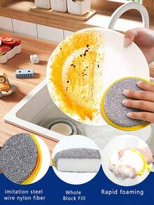 4pcs Double-Sided Dish Sponges - Reusable Kitchen Cleaning Cloths With Non-Slip Handles And Striped Design, Made Of Durable Polyester Material, Ideal For Cleaning Pots, Pans, And Utensils. Dish Sponges | Striped Pattern | Durable Sponge - A - View 5