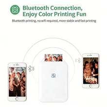HPRT MT53 Bluetooth Pocket Photo Printer, Portable Mini Home Device, Wireless Bluetooth, 3-Inch Color, Self-Adhesive Photo Paper, AR Video, Thermal Printer - White - View 8