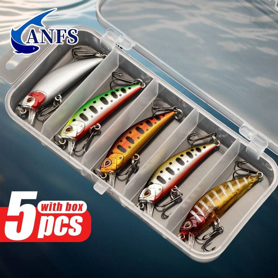 5pcs Fishing Lure Kit-Realistic Artificial Bait With Box Ideal For Freshwater &Saltwater Fishing - Multicolor - View 1