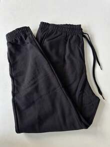 Men's Plus Size Jogger Sweatpants In Flannel Fabric With Pocket | Warm, Plus Size Men's Pants - Black - View 7