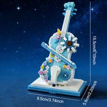 500 piezas Bloques de construcción ensamblados en forma de violín soñador, rompecabezas 3D hecho a mano, modelo artístico para exhibición de escritorio - FA0040 - Ver 3