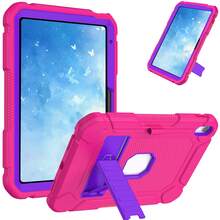 Ốp lưng máy tính bảng siêu mỏng chống sốc chuẩn quân đội, có chân đế, vỏ bảo vệ cao cấp tiện dụng, quà tặng sinh nhật. - Silicone màu đỏ hồng + PC màu tím + khung màu tím - Xem 6