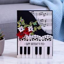 创意钢琴模具，DIY剪贴簿相册和压花模板，贺卡制作工具，卡片纸切割工艺品，礼品卡制作模板模切。 - 銀色 - 查看 8