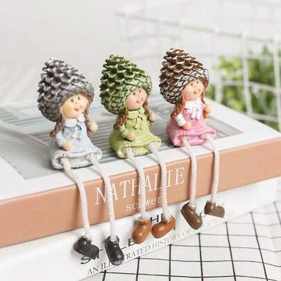 创意松果树脂工艺品，可爱卡通摆件，简约长腿装饰