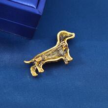 1pc New Cute Cartoon Puppy Brooch, Rhinestone Alloy Fashion Versatile Animal Pin Clothing Accessory - Yellow Gold - View 4