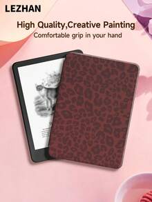 1 件装奢华酒红色豹纹保护套，适用于 Kindle 2024、Kobo、Kindle NK 11/Kindle 儿童版/Kindle Paperwhite 5，电子书阅读器保护套，带自动唤醒/睡眠功能，纤薄便捷，完美贴合，保护您的阅读设备。 - 彩色 - 查看 3