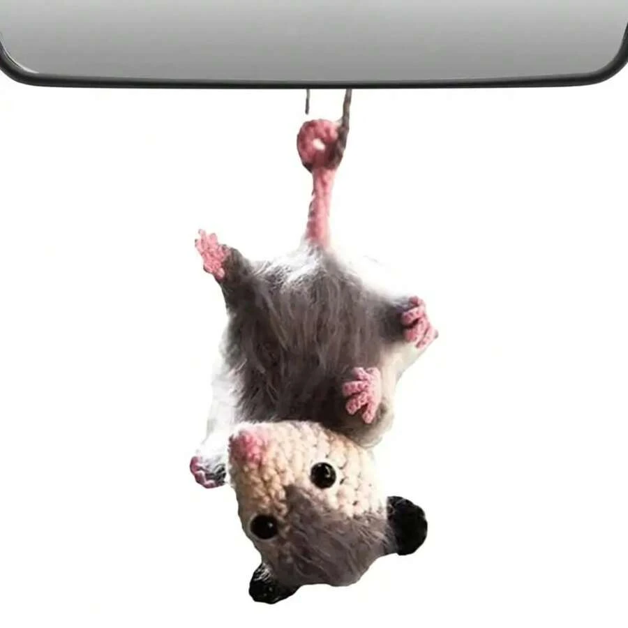Opossum-Colgante de Animal para decoración de espejo retrovisor de coche, accesorio bonito para decoración de coche NXC3 - gris - Ver 1