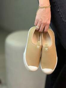 Laviey Women's Adult Slip-On Sock Sneakers, Easy To Put On, Lightweight, Casual, Gym, Sizes 34 To 39 - Màu Khaki - Xem 6