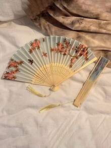 1pc Retro Folding Fans,Tassel Handheld Bamboo Fans,Haitang Fan,Bamboo Fan,Painted Fans,Foldable Hand Fan,Wedding Hand Fan,Party Hand Fan,Decorative Fan,Elegant And Casual Style, Mother's Day Gifts,Birthday Gifts,Back To School Season Gifts - Nhiều màu - Xem 14