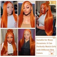 34英寸 200%密度 姜金色 #35013 4束发束蓬松前额假发，带婴儿发，无需胶水，耐热透气合成纤维，自然发际线，适合派对和日常佩戴 - S350 - 查看 9