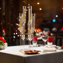 4pcs Acrylic Candelabra Centerpiece With 6 Adjustable Arms,Acrylic Candle Holder For Wedding Table Centerpieces,Elegant Home Decor - 透明 - 查看 7