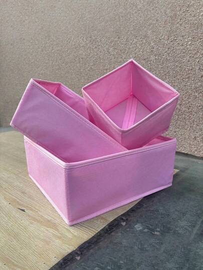 6 piezas Cajas de almacenamiento plegables de tela no tejida, organizadores de armario para ropa interior, cajones, armario, maquillaje de escritorio, papelería, aperitivos - 1/3/6 piezas