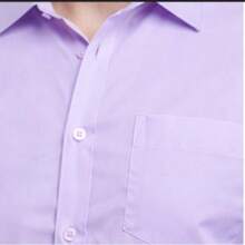 Men's Short-Sleeve Dress Shirt, Slim Fit, Plain, With Pocket - 紫丁香色 - 查看 1
