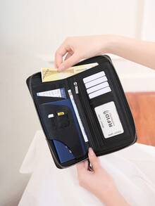 Waterproof Passport Wallet Combo Multi-Slot Card Cash Boarding Pass Organizer - Black - View 3