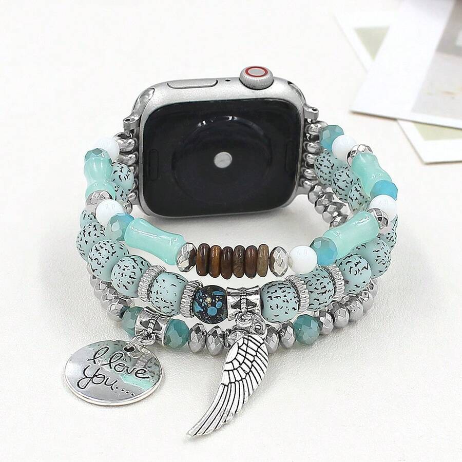 1pc New Bohemian Style Watch Band Compatible With Apple Watch 1/2/3/4/5/6/7/8/9 - Navy Blue - View 1