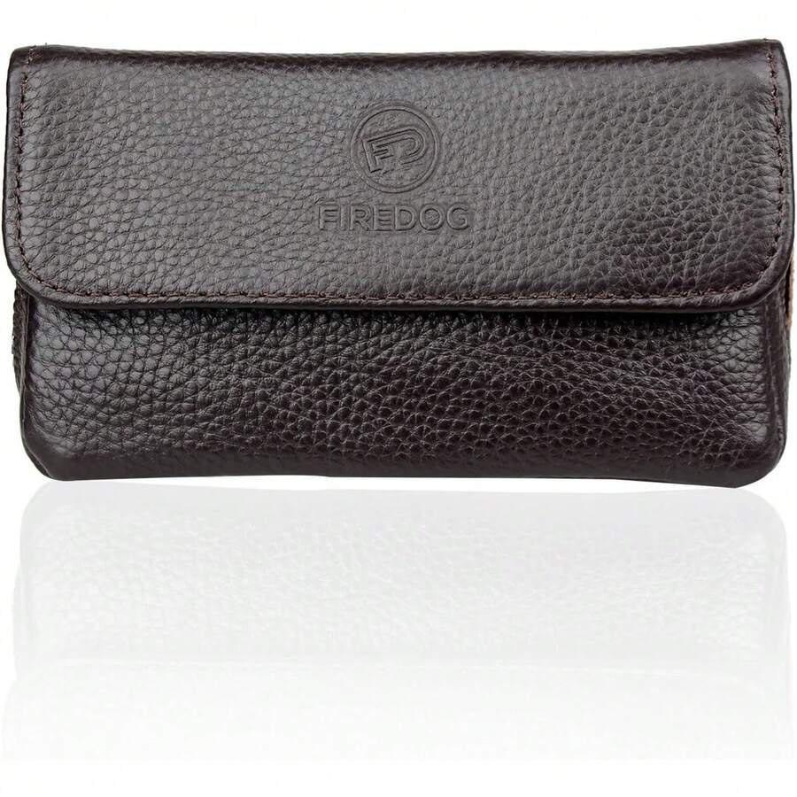 ¡Recomendadofiredog - Funda de piel auténtica para fumar y fumar para 2 tuberías, filtro de manipulación, limpiador de herramientas de conservación de frescura¡Top de Temporada - Marrón - Ver 1