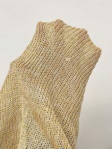 For Love & Bella 女士休闲可爱闪亮半透明长袖针织衫，Y2K 街头风，适合工作、办公室、约会、海滩、度假、春夏穿搭、情人节等场合。 - 淺金色 - 查看 8