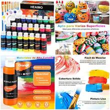 24 Colores Pintura Acrilica Profesionales, 59ml Pinturas Oleo con 10 Pinceles y 1Paleta, Set de Suministros de Arte para Tela, P - 24 - Ver 1
