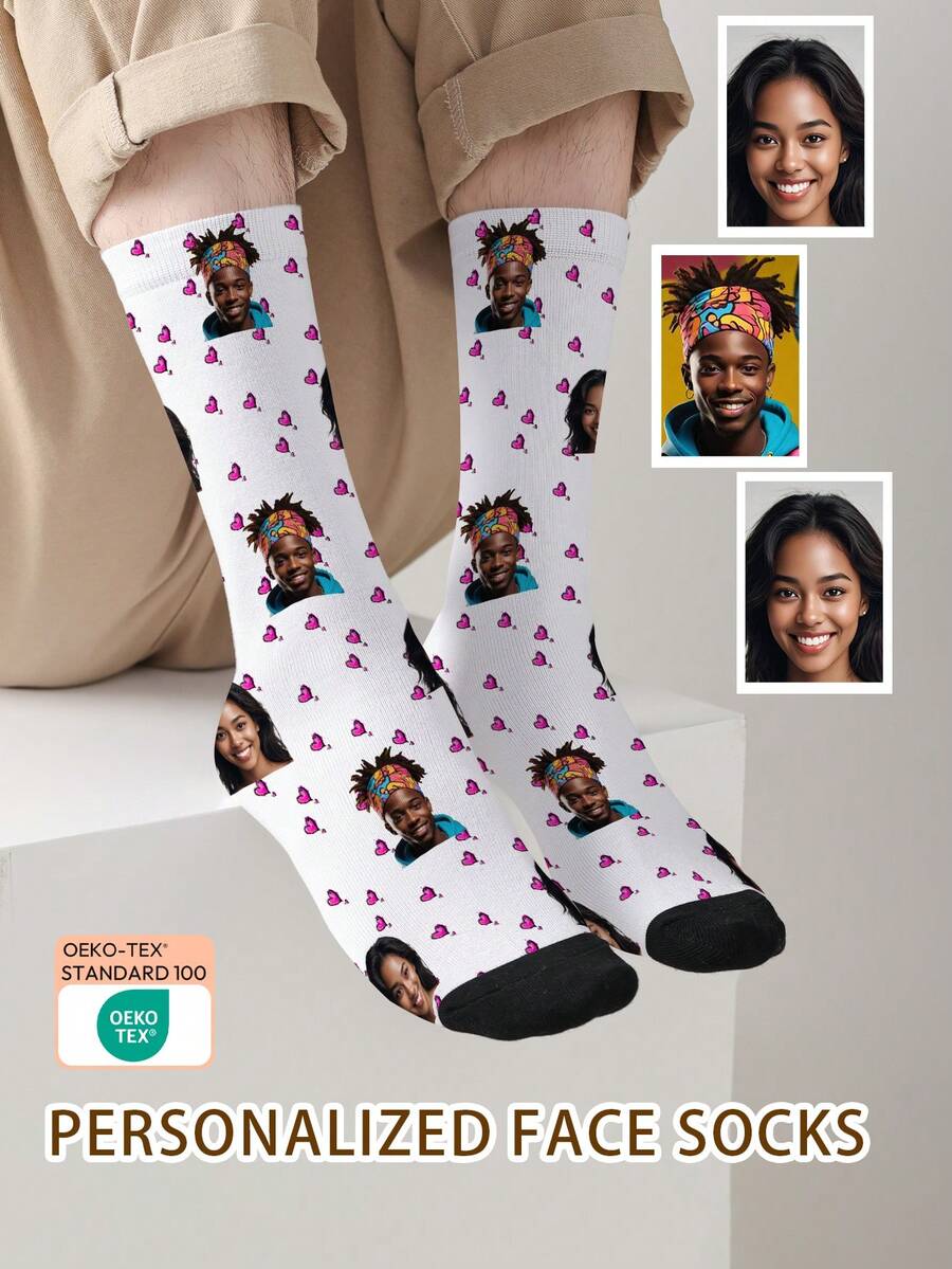 1 双定制人脸袜子,定制照片袜子,定制印花袜子,个性化趣味人脸袜子,定制图片袜子,可将任何脸印在袜子上,周年纪念礼物,情人节礼物,生日礼物,独一无二的定制珍宝。 - 彩色 - 查看 1