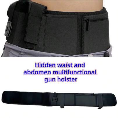 1pc Black Elastic Waist Holster Belt, Comfortable Stretch Fit For Men And Women, Compatible With G19, 17, 42, 43, 43X