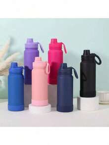 Thermal Bottle With Handle For Gym Use, With Silicone Base, 350ml/600ml/800ml/1000ml - White - View 4