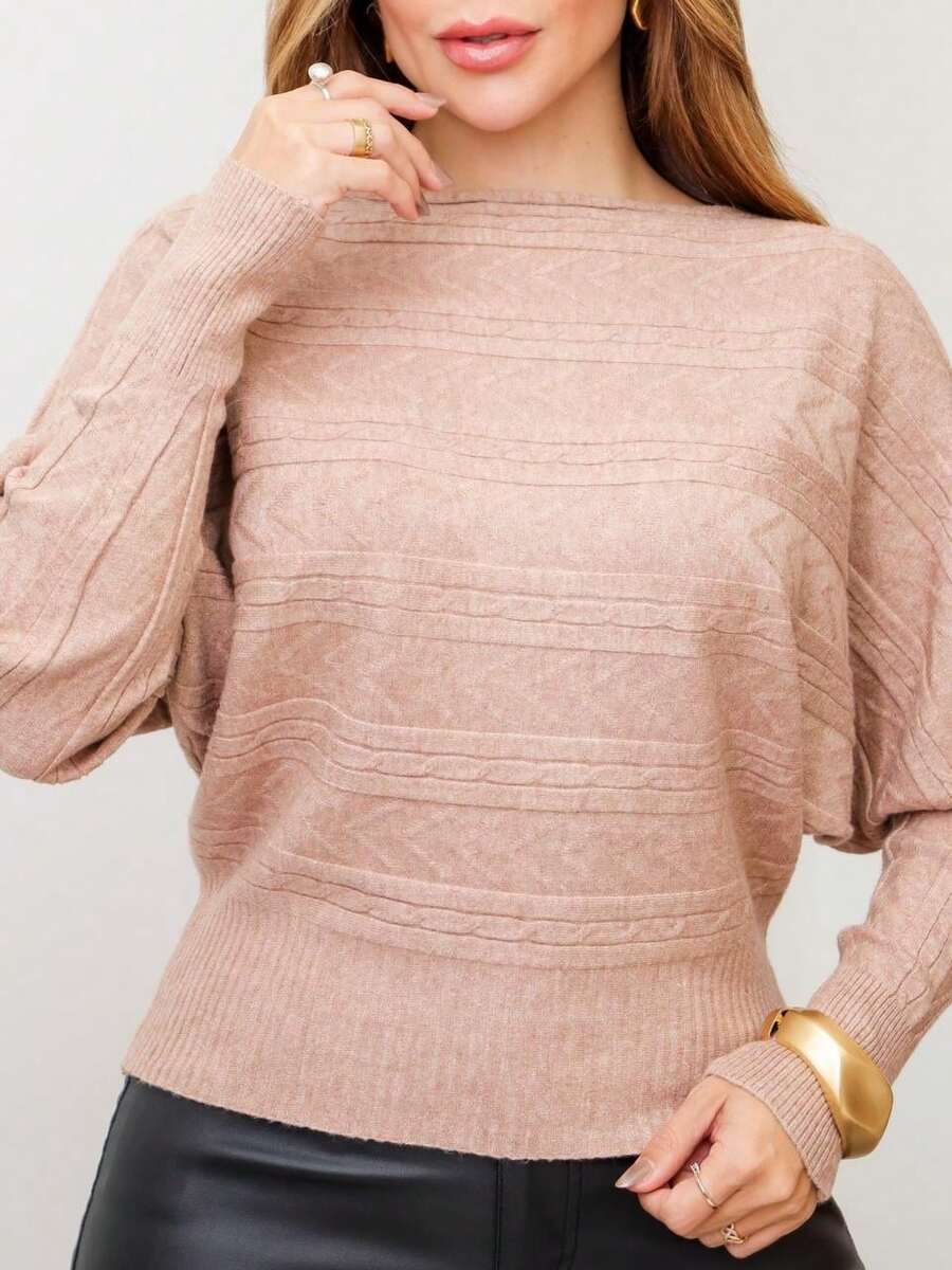 Women's Batwing Blouse In Textured Modal – Elegance And Comfort For Everyday Wear - Desnudo - Ver 1