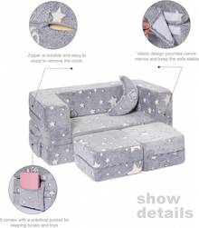 Modular  Sofa,  In The Dark Star Plush Couch, Convertible  Play Set, Fold Out Sofa Bed(Stars) - 淺灰色 - 查看 4