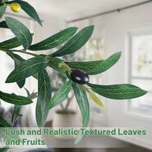 LEMEGO Upgraded Olive Tree Artificial Plants 6ft 7ft Faux Olive Trees With 3 Branches And Lifelike Fruits Outdoor Indoor Realistic Potted Plant For Mordern Home Office Living Room Decor - 綠色 - 查看 8