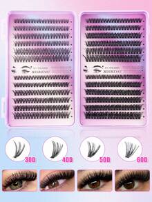480 Cluster Lashes D Curl Fake Eyelashes With Bond And Seal, Tweezers, Eye Brush. High Capacity Use For Beginner Friendly, Professional, Diy Segmented Lashes Set Easy To Use At Home, Thick Fluffy&Natural Look Individual Eyelashes Book Suit - Multicolor - View 10