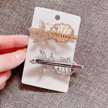 1件装 时尚女士闪亮合金水晶水钻贝壳金属发夹配饰 - 圖片色 - 查看 5