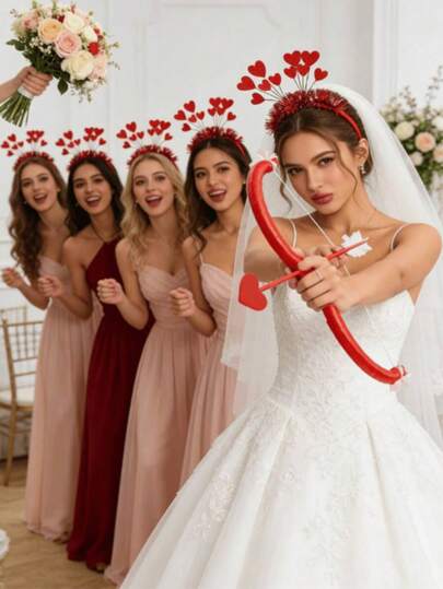 4pcs Cupid Valentine's Day Costume Set, Including Red Wings, Bow & Arrow, Headband And Glasses, Suitable For Holiday Role Play, Photo Props, Birthday Gifts, Romantic Decor, Special Nights, Anniversary Decoration, Valentine's Day Party Supplies