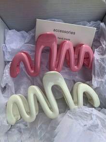 2个极简波浪形发夹爪夹冬季发饰 - 彩色 - 查看 1