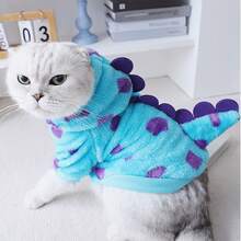 恐龙尾巴造型可爱加厚法兰绒宠物外套，带帽毛绒冬装 - 彩色 - 查看 10