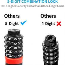 Candado de cadena de bicicleta resistente de 3.2 pies con combinación de 5 dígitos, cadena resistente a cortes de 6 mm para bici - como en la foto - Ver 9