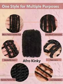 African Curly Bulk Human Hair, Natural Black - 50 Grams. African Curly Bulk Braiding Hair Bundles, Suitable For Mini Twists/Dreadlock Extensions/Braiding/Updos - Natural Black - View 5