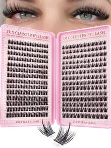 392pcs Eyelash Extension Kit, D Curl DIY Eyelash Extension Faux Mink Lashes - Premium D Curl Natural Curly Individual Eyelash Set DIY Eyelash Extension - Reusable, Lightweight And Easy To Use, Lash Clusters, Single Lashes, False Lashes - D - View 2