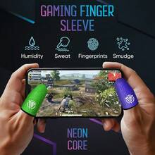 Finger Sleeves 6-Pcs,Ultra-Thin Carbon Fiber,Anti-Sweat & Anti-Slip,Universal For All Phones & Tablets - 霓虹核 - 查看 5