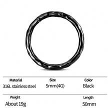 1 pieza Pendientes de aro redondo de acero inoxidable de 5 mm y 4 g, tapones de oreja con textura de moda, expansores de oreja, joyería de perforación corporal - 1528 - Ver 17