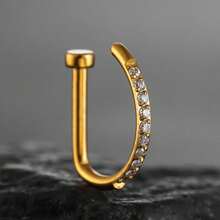 1PC ASTM F136 Titanium CZ Fake Nose Rings Hoops D Shaped Screw Nose Studs Ring Clip On Nose 18G Piercing Body Jewelry For Women Men Fashion - D Ring - View 8