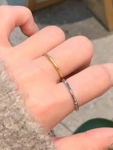 1枚时尚简约18K镀金不锈钢竹节戒指，适合女性日常佩戴、送礼，防水防褪色首饰 - 戒指 - 查看 3