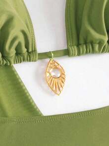 4pcs Sexy Solid Color Bikini Set With Sheer Cover-Up, Suitable For Vacation, Beach Party, Also Ideal For New Year And Valentine's Day, Exuding Elegance And Avant-Garde, Perfect Choice For Casual Women In Spring/Summer - 卡其色 - 查看 9