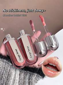 Gege Bear 1pc Mirror-Finish Moisturizing Glossy Lip Gloss, Long-Lasting Non-Sticky Plump Lip Color - 彩色 - 查看 2