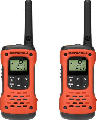 ¡RecomendadoMotorola Solutions, Portable FRS, T605_H2O, Talkabout, radios bidireccionales, preparación para emergencias, Recargable, 22 Canales, 35 Millas, Naranja con Negro, Paquete de 2¡Top de Temporada