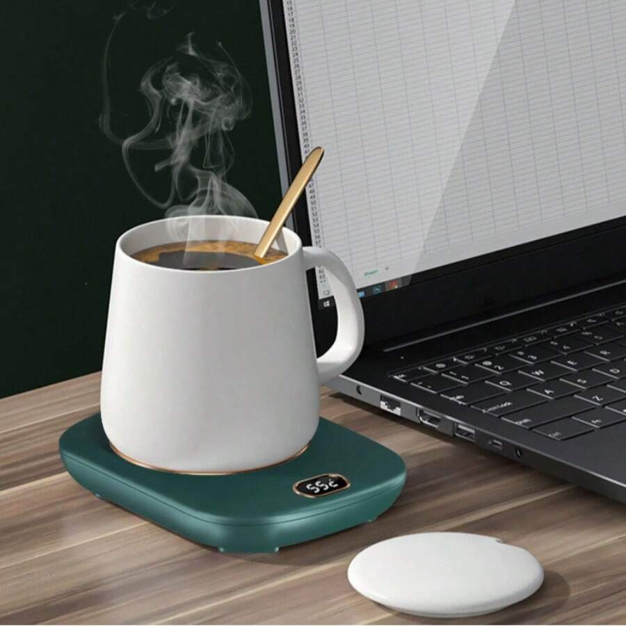 Electric Coffee Cup Heater, Automatic Desktop Shut-Off, USB Port, Tea Cup, Milk/Beverage Cup, 3 Temperature Settings. - Green - View 1