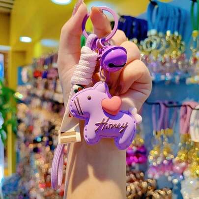 New Year Resin Mini Horse Keychain, Heart-Shaped Horse Bag Charm, Car Key Chain, Student Gift