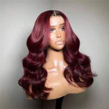 酒红色 99J 蕾丝前假发 - 13x4 200% 密度水波纹蕾丝前额假发，预先拔毛，带婴儿发，高清蕾丝，女士款（26 英寸，13x4 水波纹蕾丝前额假发） - SBUG - 查看 11