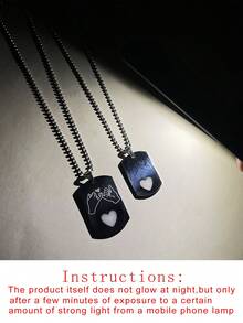 ATLVXJL 2件套夜光情侣/友情心形吊坠项链套装，休闲饰品，适合日常佩戴和节日礼物 - 彩色 - 查看 9